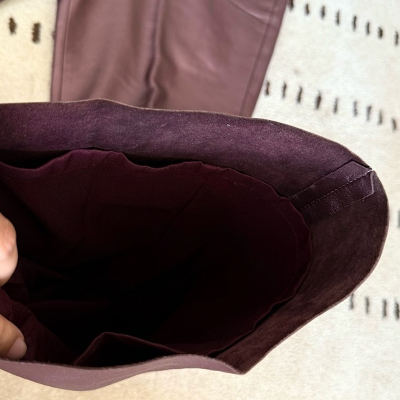 VTG 100% Leather Pants | 90s High Waist Biker | Metallic Burgundy - Picture 13 of 13